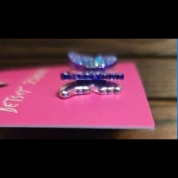 Betsey Johnson Paved Butterfly 3-D wing stud post earrings! - Picture 4 of 6